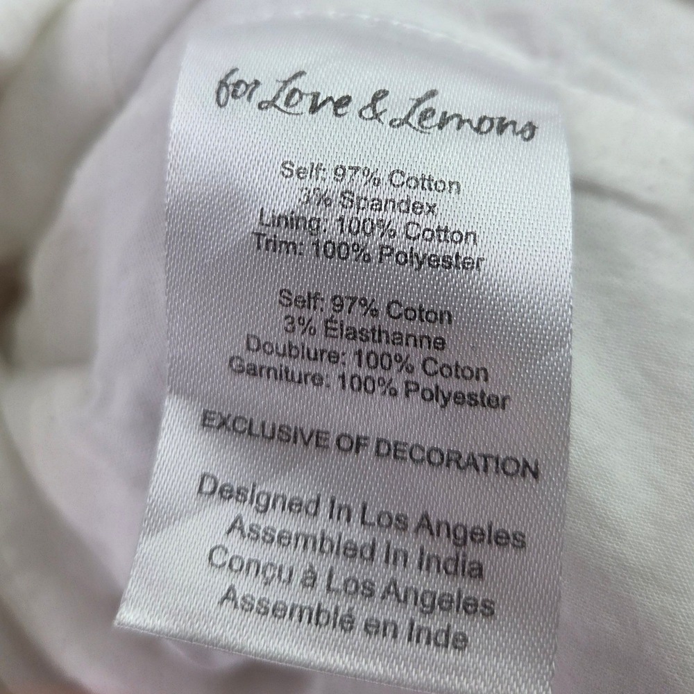 For Love & Lemons Mini Dress Womens XS White Excellent Daisy Hook Eye CD3334SP24 - Picture 8 of 9